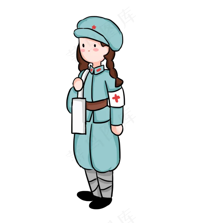 八一建军节革命军人医疗兵卡通(2000X2200(DPI:300))psd模版下载