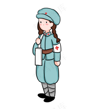 八一建军节革命军人医疗兵卡通