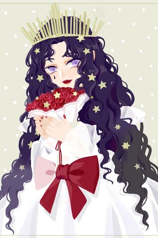 优雅玫瑰卷发少女配图