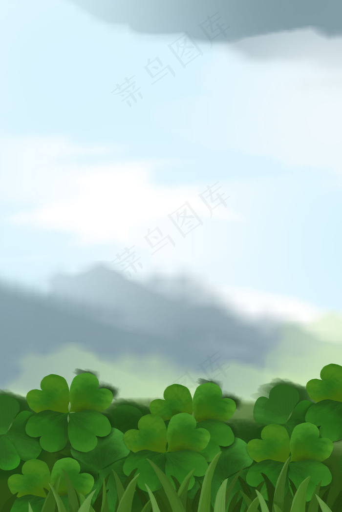 惊蛰四叶草psd分层banner(3545*5315px 	      )psd模版下载