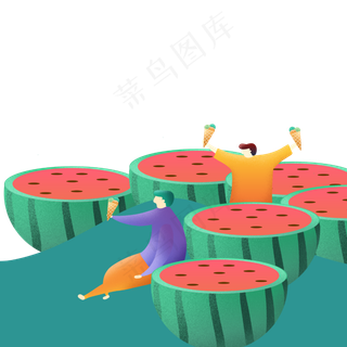 扁平风大暑吃雪糕