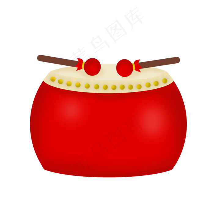 红色的锣鼓装饰插画