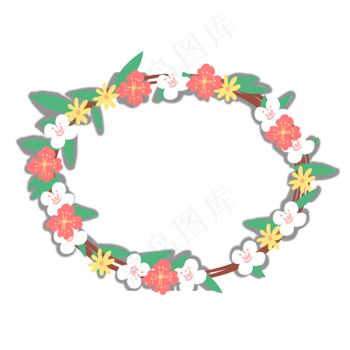 水彩花朵鲜花花环(2000X2000(DPI:300))psd模版下载