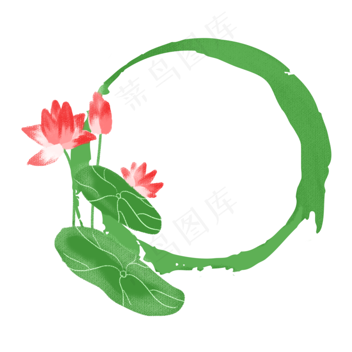 春夏荷花边框png素材(2000X2000(DPI:300))psd模版下载