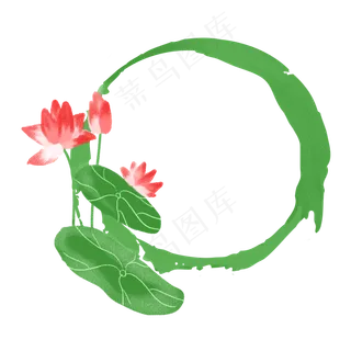 春夏荷花边框png素材