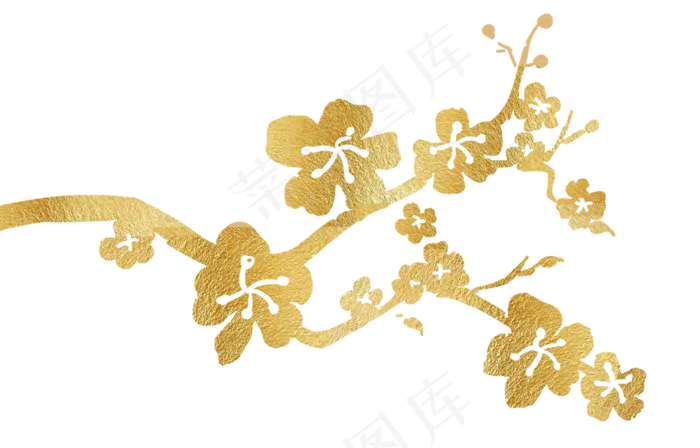 新年金色烫金梅花装饰,免抠元素