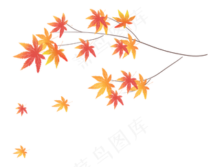 枫叶树叶落叶秋天红叶子树枝,免抠元素