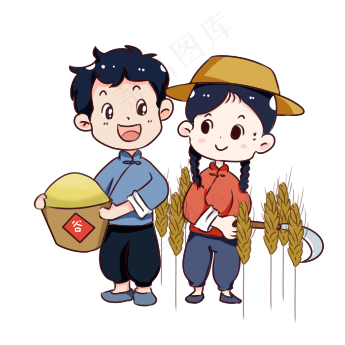手绘卡通秋季丰收谷物,免抠元素(2000*2000px 300 dpi )psd模版下载
