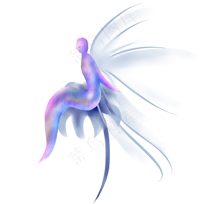 坐在花上的精灵梦幻生物商用元素(2000X2000(DPI:300))psd模版下载