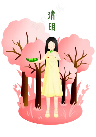 清明节吃青团的女孩