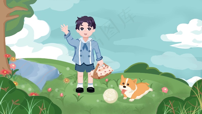 春天出外野餐欢乐多(2880X1620(DPI:300))psd模版下载