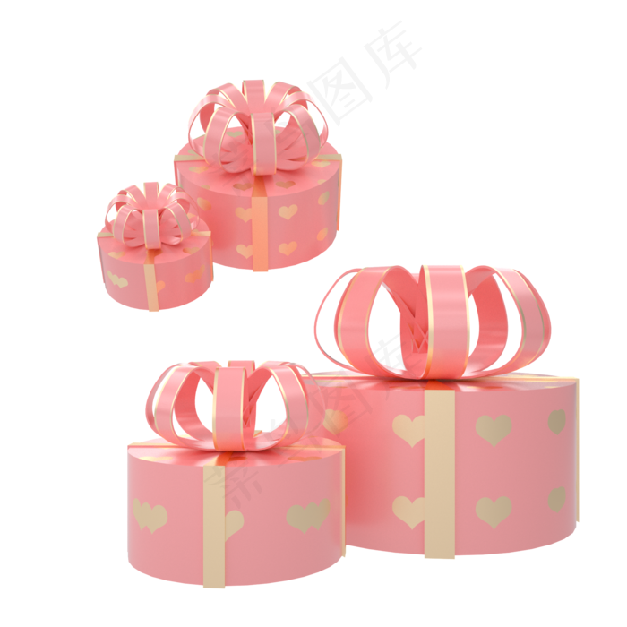 C4D粉嫩创意母亲节礼盒,免抠元素