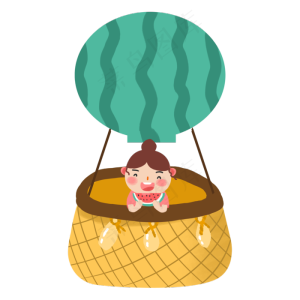 夏季大暑吃西瓜可爱女孩