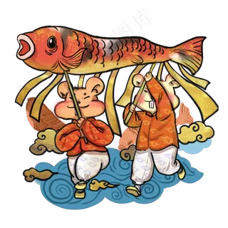 鼠年可爱中国红唐装老鼠,免抠元素