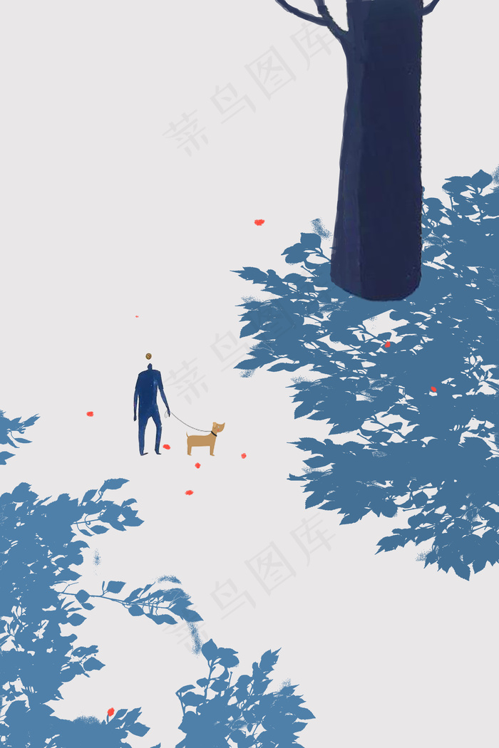夏日遛狗悠闲文艺商用图(3545X5315(DPI:300))psd模版下载