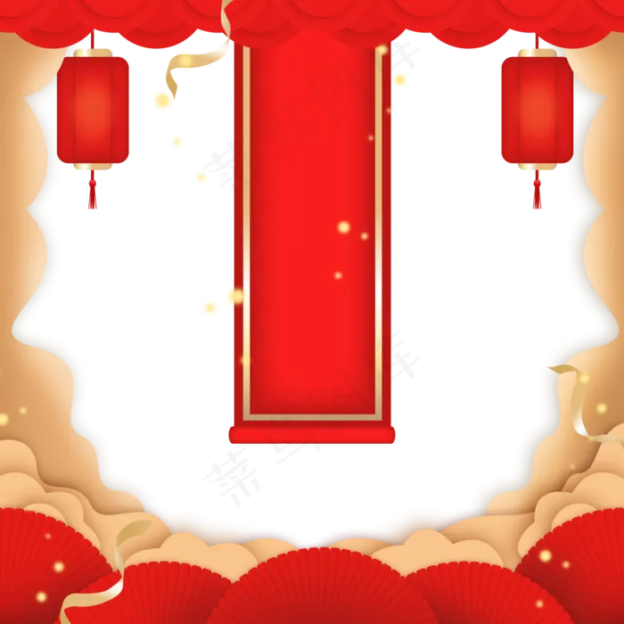喜庆新年春节鼠年边框,免抠元素(2000X2000(DPI:300))psd模版下载