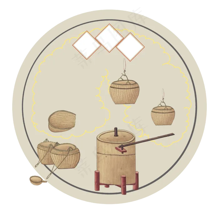 复古国潮粮食编织炊具边框(4000X4000(DPI:300))psd模版下载