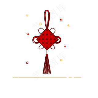 手绘MBE风格红色中国结,免抠元素