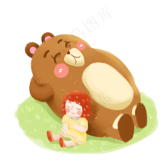儿童节小熊女孩png素材(2000X2000(DPI:300))psd模版下载
