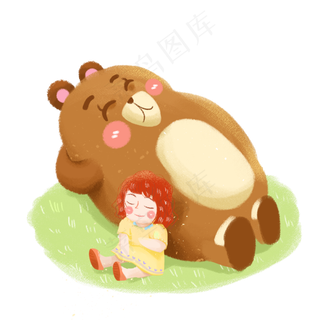 儿童节小熊女孩png素材