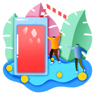 夏季剪纸风西瓜汁