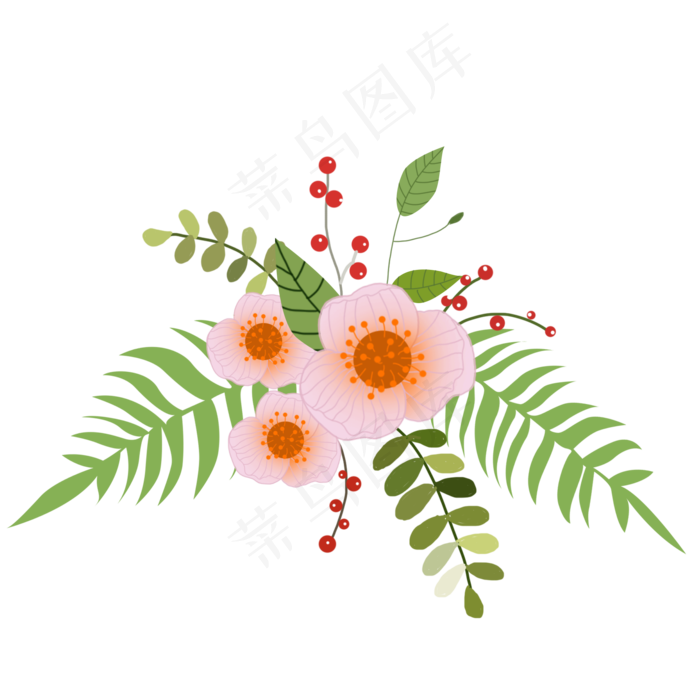 植物绿色花朵花丛PNG粉春,免抠元素(2000X2000(DPI:300))psd模版下载