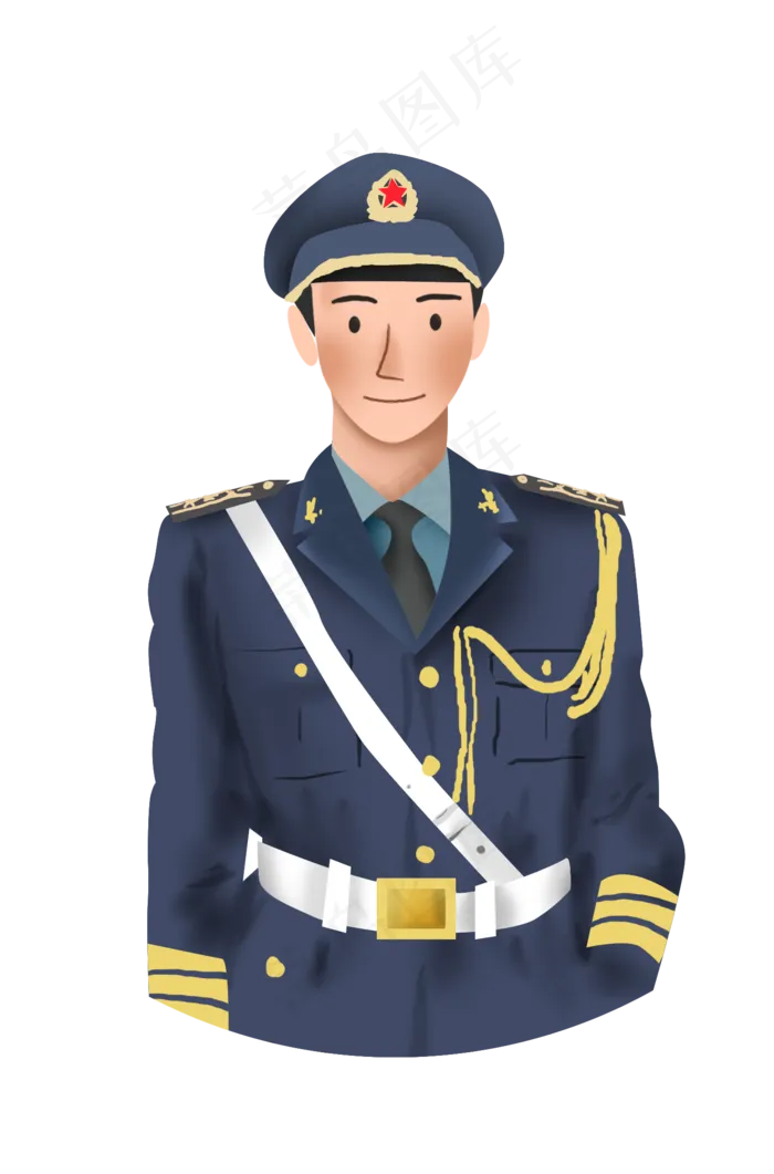 建军节手绘空军士兵(1440X2182(DPI:299))psd模版下载