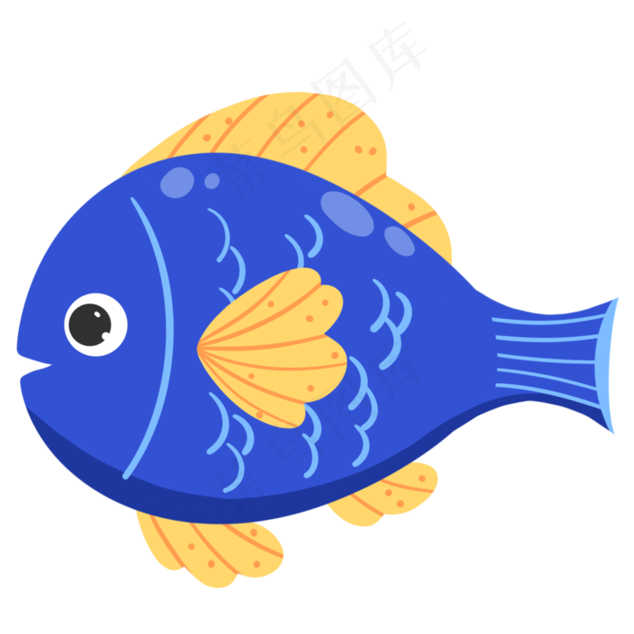 鱼装饰彩色生物鱼类蓝色,免抠元素