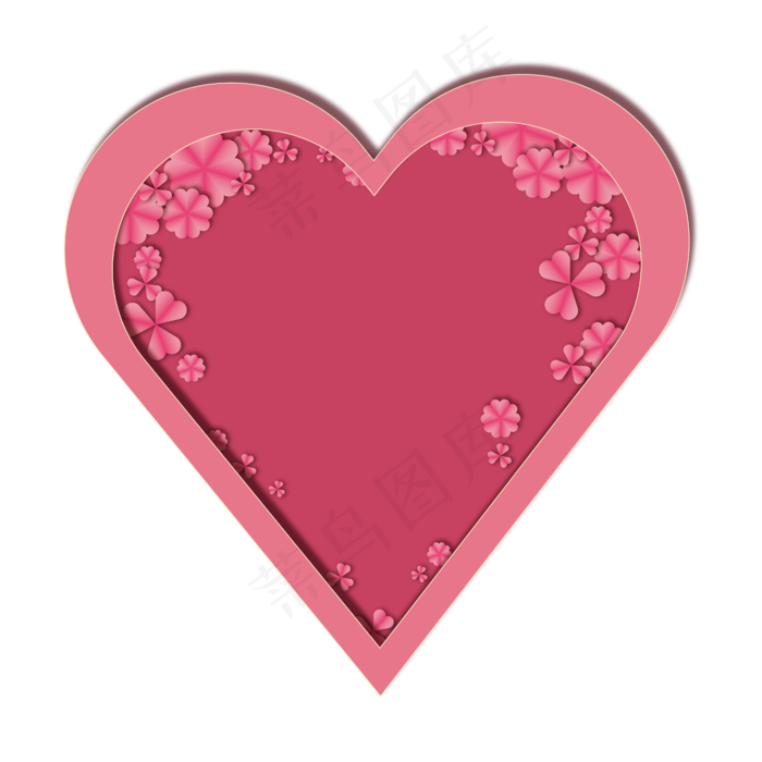 浪漫唯美剪纸立体风心形装饰免扣,免抠元素