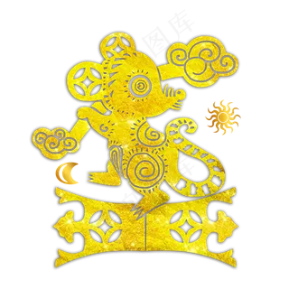 2020鼠年烫金老鼠,免抠元素