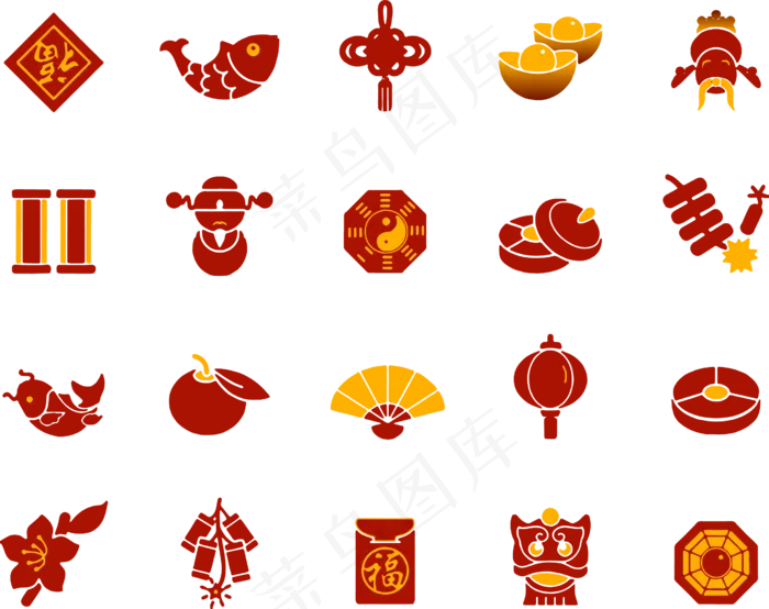 中国风图标合集,免抠元素(2542*2010px 300 dpi )ai矢量模版下载