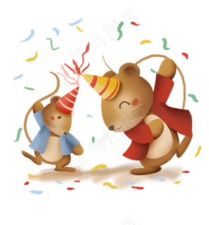 母亲节快乐跳舞的田鼠母子