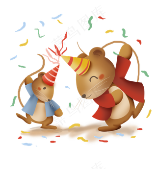 母亲节快乐跳舞的田鼠母子