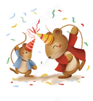 母亲节快乐跳舞的田鼠母子
