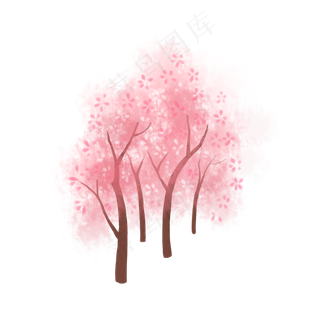 樱花之粉色系樱花林免抠素材