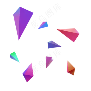 漂浮彩色立体三角形,免抠元素