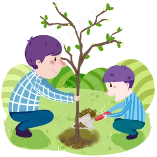 植树节植树的小孩