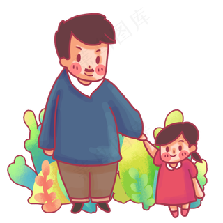 牵着女儿手的父亲