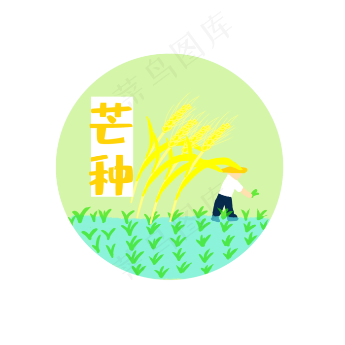 二十四节气芒种小麦农作装饰图案(2000X2000(DPI:300))psd模版下载