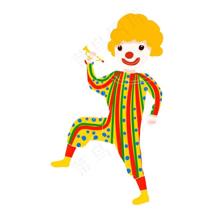 小丑愚人节扁平拿喇叭,免抠元素(2000X2000(DPI:300))psd模版下载