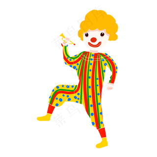 小丑愚人节扁平拿喇叭,免抠元素