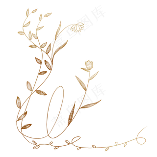 淡雅的花藤边框装饰,免抠元素