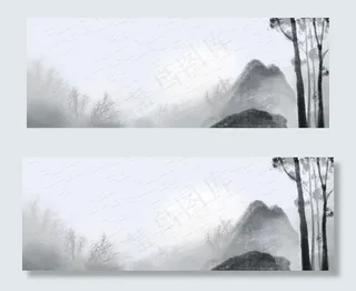 古风山水水墨清明