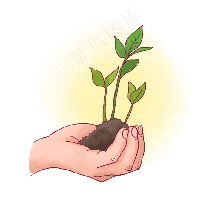 卡通手绘手捧树苗PNG免抠素材(2048X2048(DPI:132))psd模版下载