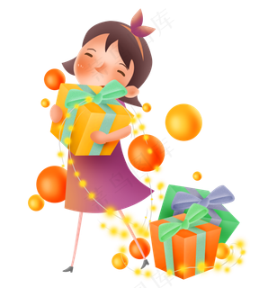 拿着礼物的小女孩