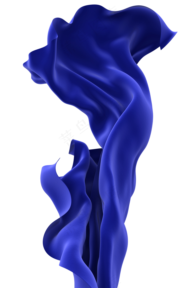 蓝色丝带丝绸,免抠元素