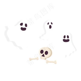 卡通万圣节幽灵骷髅装饰图案,免抠元素
