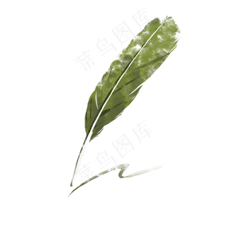 墨绿色肌理质感羽毛笔,免抠元素