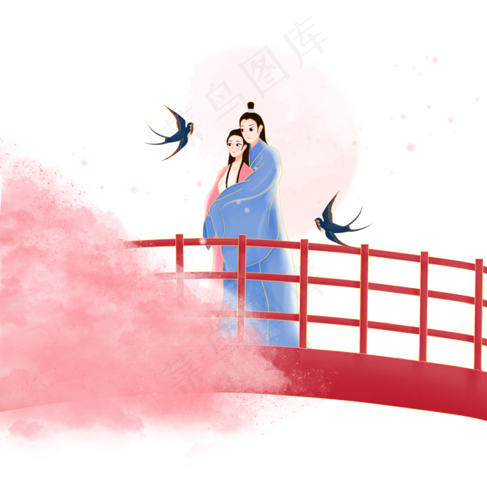七夕情侣牛郎织女(2000X2000(DPI:300))psd模版下载