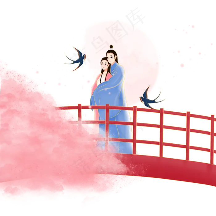 七夕情侣牛郎织女(2000X2000(DPI:300))psd模版下载
